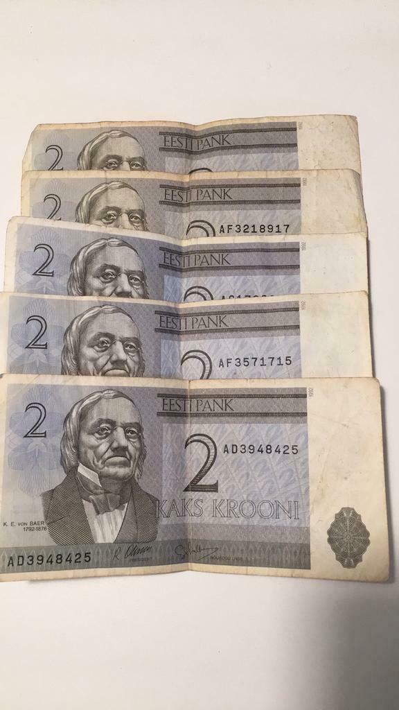 Bankbiljet 2 Krooni 1992 Estonian KE von Baer 1792-1876, Postzegels en Munten, Munten en Bankbiljetten | Verzamelingen, Ophalen of Verzenden