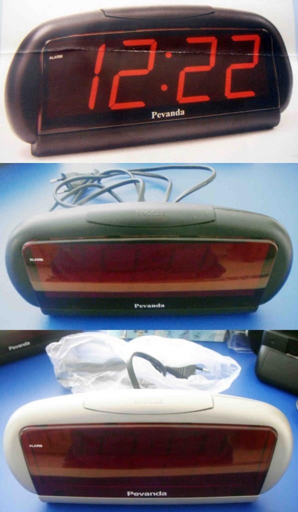 Réveil PEVANDA sur secteur + 9V, chiffres rouges 48 mm LED, Ophalen of Verzenden, Nieuw, Digitaal, Wekker of Tafelklok