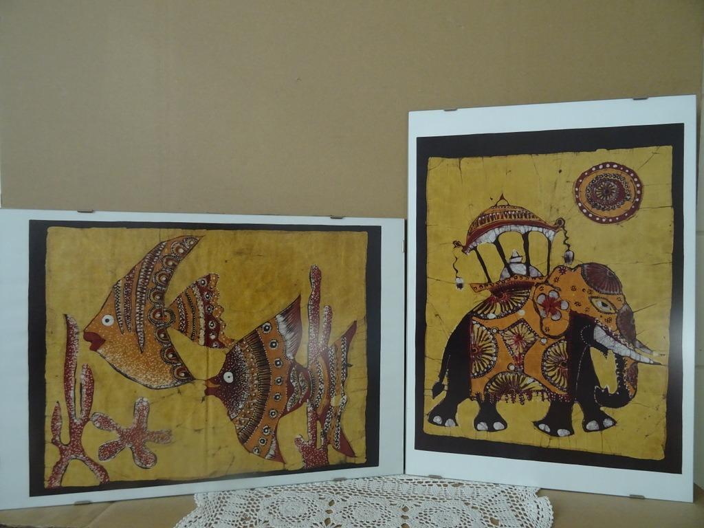 Schilderij India Mughal schilderijen olifant + mandala set, Antiek en Kunst, Ophalen of Verzenden