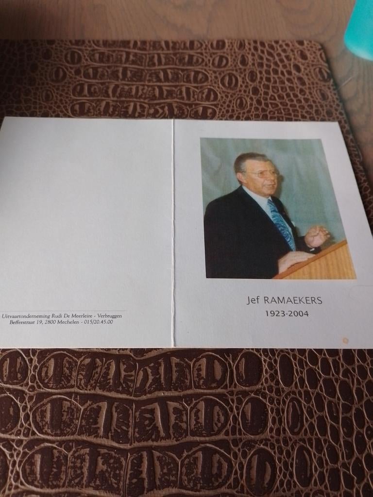 Jef Ramaekers, Verzamelen, Bidprentjes en Rouwkaarten, Ophalen of Verzenden