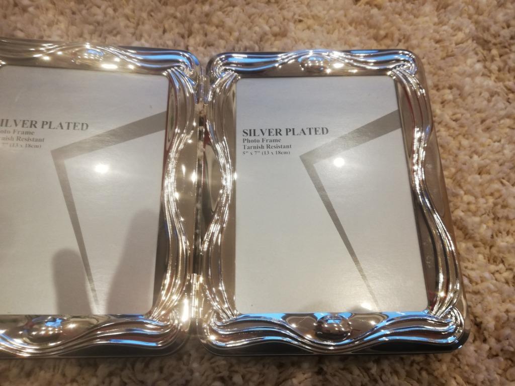 Zilveren fotolijst als een boek, Audio, Tv en Foto, Ophalen, Nieuw