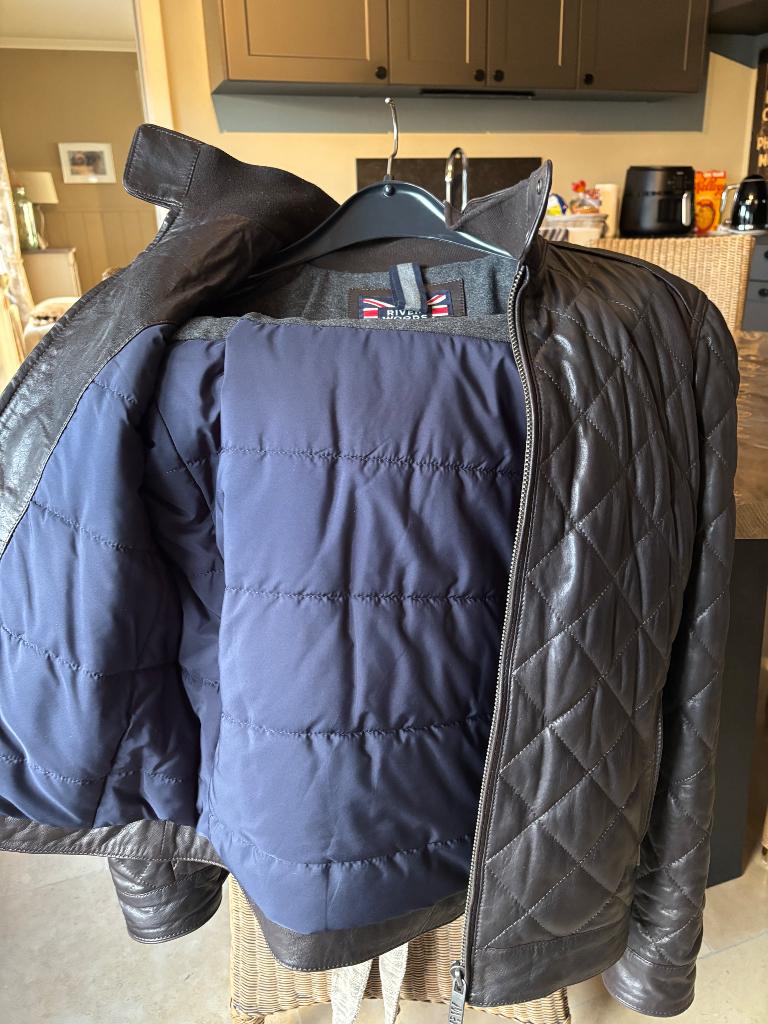 Leder jas, Kleding | Heren, Jassen | Winter, Ophalen, Bruin, Zo goed als nieuw, River woods