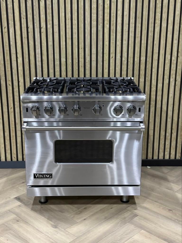 Viking Fornuis 91cm breed Inox + GASOVEN, Ophalen of Verzenden, Grill, Gas