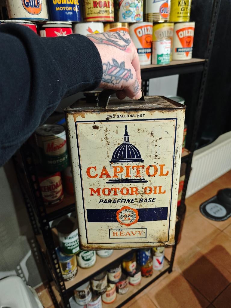 Bidon d’huile olieblik olie blik oil can vintage, Collections, Marques & Objets publicitaires, Enlèvement ou Envoi, Utilisé, Emballage