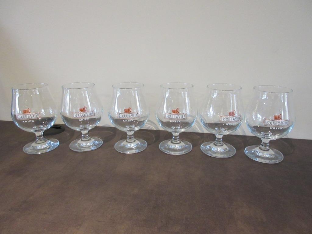 6 verres BELLE-VUE Kriek hauteur 14 cm verre à bière, Collections, Enlèvement, Verre à bière