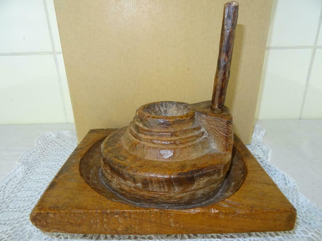 Volkskunst houten koffiemolen maler maalsteen vermaler 1950, Ophalen of Verzenden