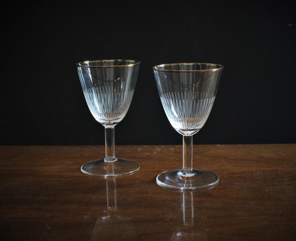 verres anciens avec bord doré, Enlèvement ou Envoi