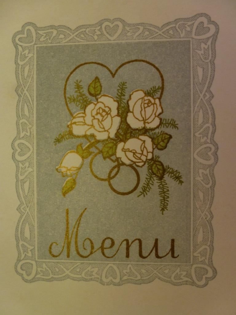 ancien double menu manuscrit 1954, Envoi