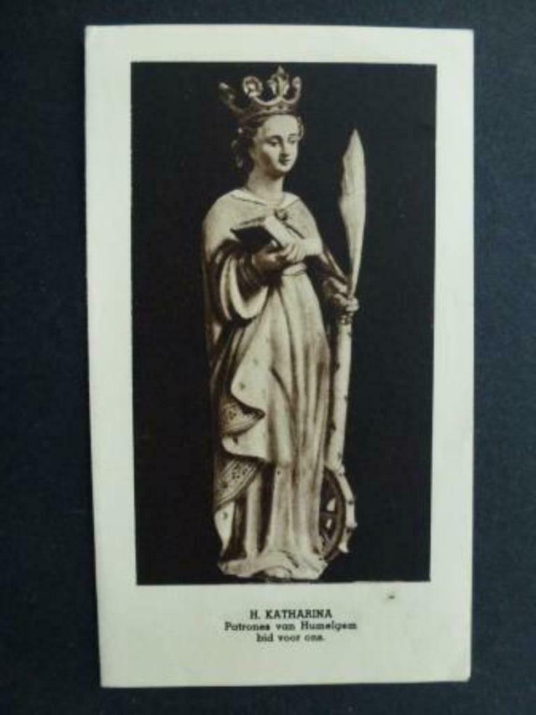 oud dubbel bidprentje H. Katharina patrones van Humelgem, Envoi, Image pieuse