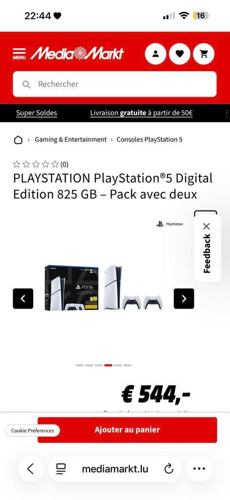 Console ps5 slim digital 828gb 2 manettes neuf, Games en Spelcomputers, Spelcomputers | Sony PlayStation 5, Ophalen of Verzenden