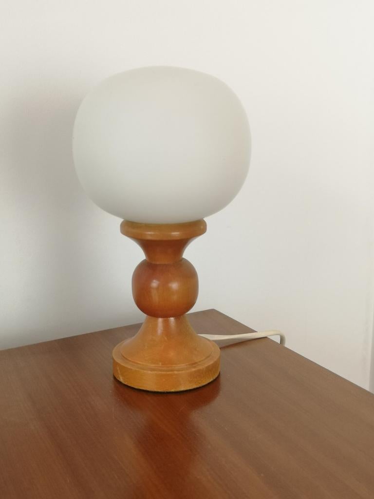 Vintage mat opaline glazen lampje., Ophalen of Verzenden