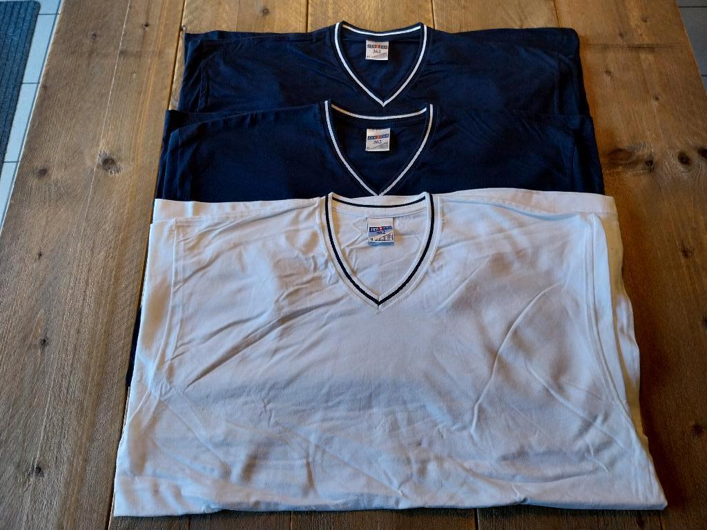 lot de 3 t-shirts Jerzees, col en V, bleu navy + blanc, XL, Neuf, Jerzees, Autres couleurs, Taille 56/58 (XL)