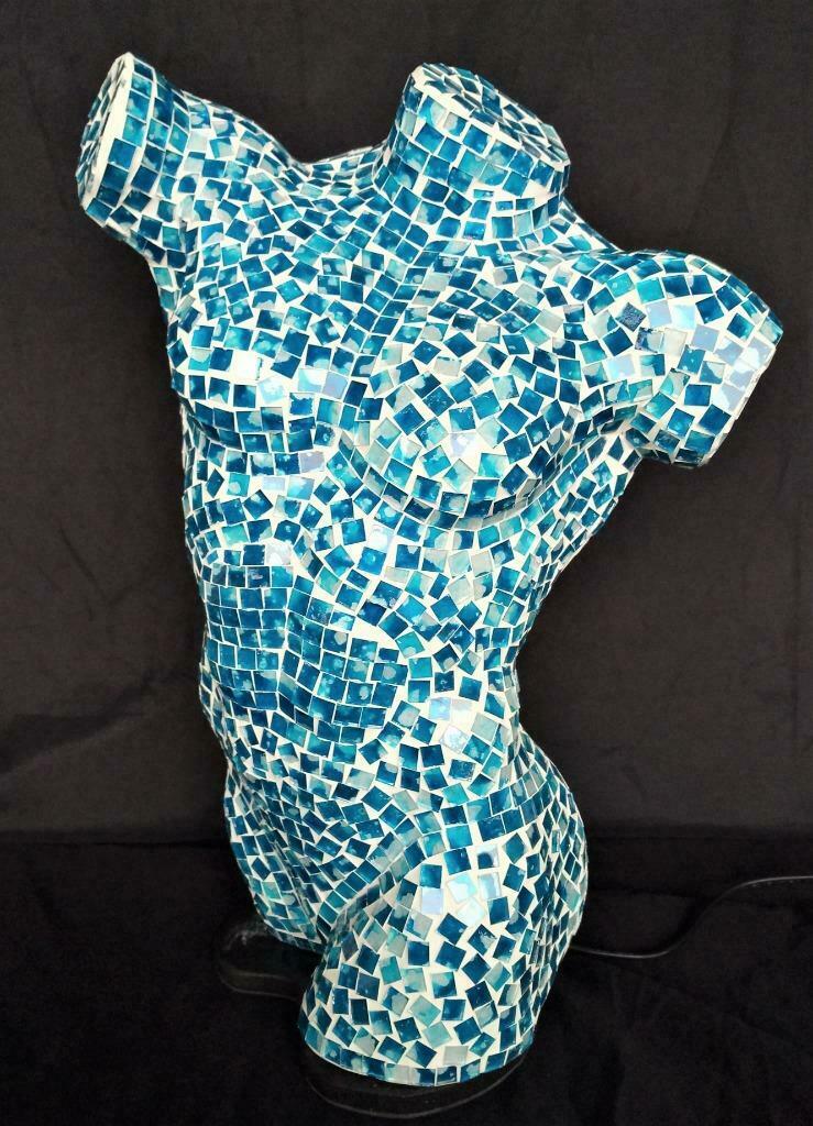 Lampe d'ambiance, torse masculin, verre mosaïque, fait main, Neuf, Moins de 50 cm, Enlèvement ou Envoi, Verre