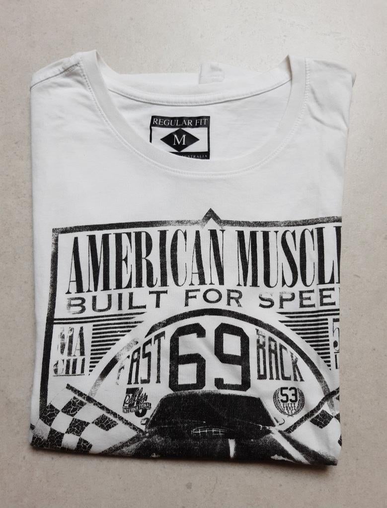T-shirt blanc homme vintage taille M, Enlèvement ou Envoi, Porté, Taille 48/50 (M), Blanc