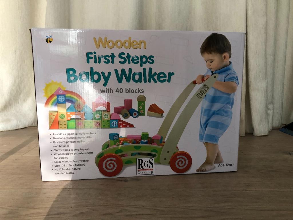 Loophulpje uit hout met stapelblokken, Kinderen en Baby's, Ophalen, Nieuw, Duw- of Trekspeelgoed