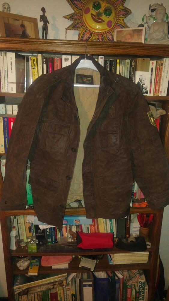Vintage veste en croûte de cuir de porc velours snapshot L, Ophalen of Verzenden, Zo goed als nieuw