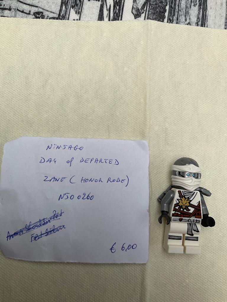 Lego Ninjago minifig njo0260 Zane + Scabbard, Ophalen of Verzenden, Zo goed als nieuw, Complete set, Lego