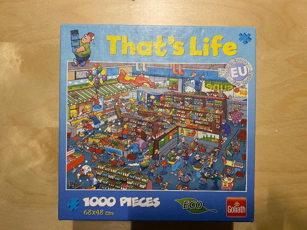 Puzzel, that’s life, supermarkt, 1000 stukjes, Enlèvement ou Envoi, 500 à 1500 pièces, Utilisé, Puzzle