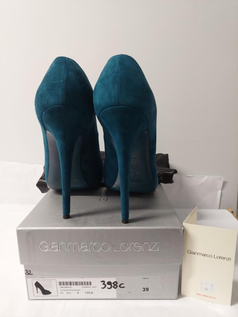 398C* Gianmarco LORENZI luxe escarpins bleus tt cuir (39), Neuf, Escarpins, Gianmarco Lorenzi, Bleu