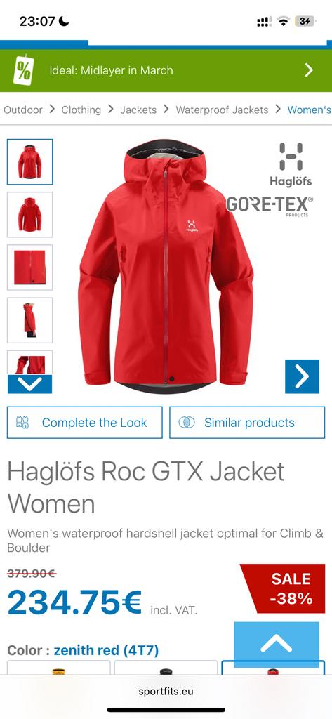 Haglöfs Roc GTX Jacket Women regenjas nieuw, Ophalen of Verzenden, Nieuw, Maat 42/44 (L), Rood