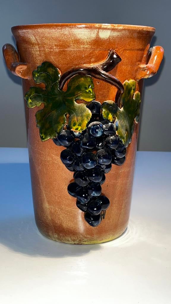 Opleg aardewerk vaas barbotine Elzas Alsace druiven raisins, Enlèvement