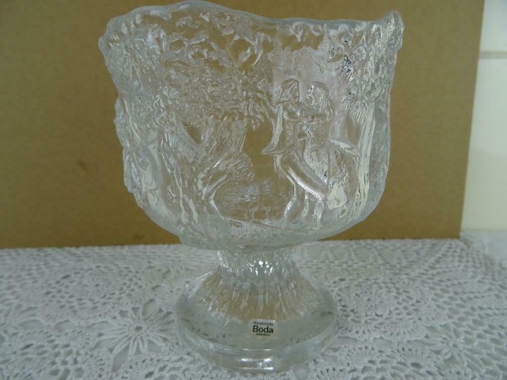 Vase vase vintage vase Boda Suède vintage avec couple dansan, Enlèvement ou Envoi, Comme neuf, Autres couleurs, Verre