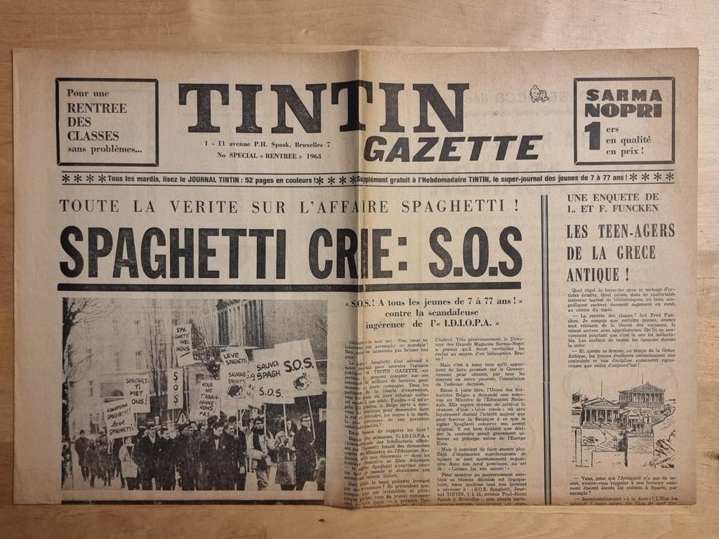 Tintin Gazette @ 1963 @ RARE !!, Livres, Enlèvement ou Envoi, Utilisé, Hergé.
