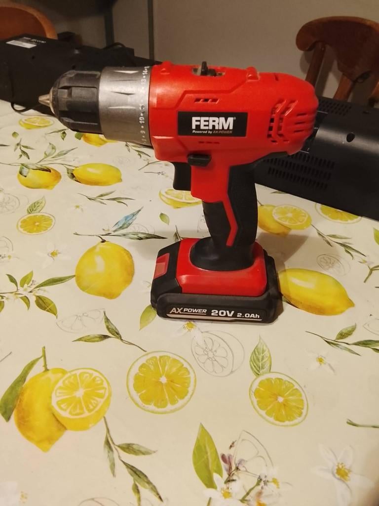 FERM boormachine 20V 2.0Ah, Bricolage & Construction, Outillage | Foreuses, Enlèvement, Comme neuf, Moins de 400 watts, Foreuse et Perceuse