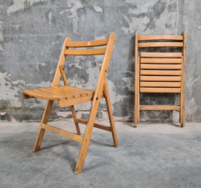 lot lot chaise pliante CHAISES PLIANTES en bois rétro vintag, Enlèvement ou Envoi, Bois, VINTAGE, Cinq, Six Chaises ou plus