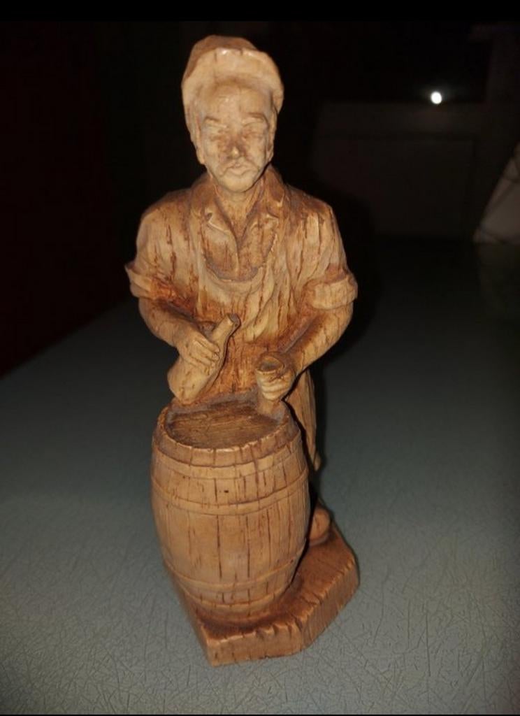 Sculptuur in hout - brouwer - 17cm, Antiek en Kunst, Ophalen of Verzenden