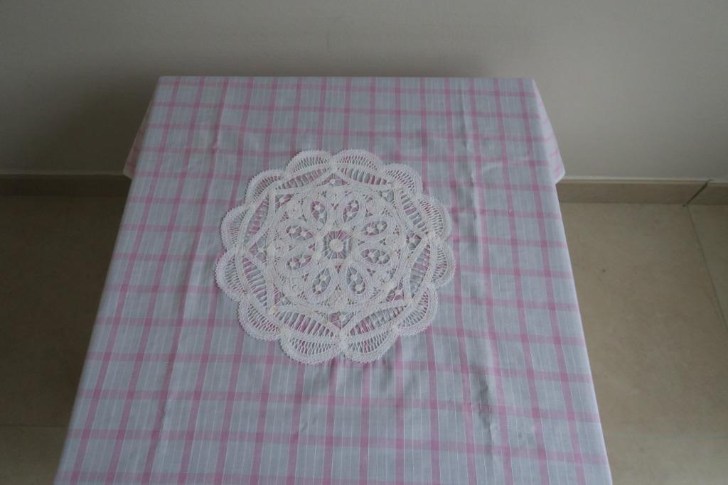 Vichy roze tafelkleed- 97 x 97 cm, Ophalen of Verzenden, Nieuw, Vierkant