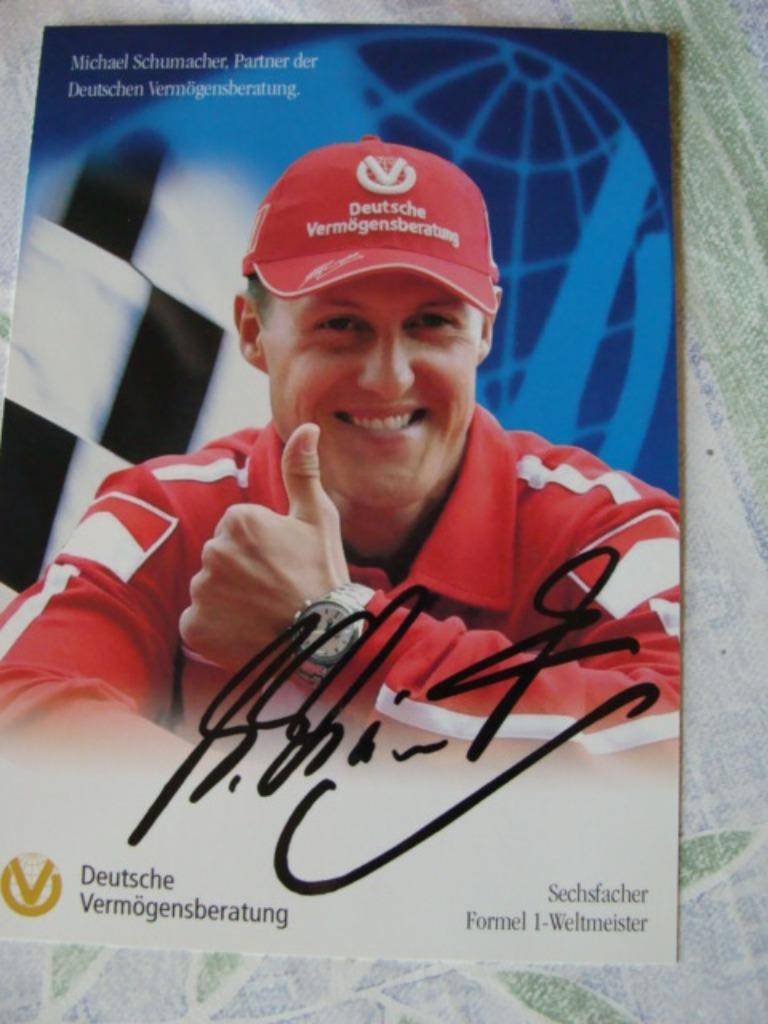 Michael Schumacher kaart autograaf voorgedrukt 10 x 15 cm, Verzamelen, Ophalen, 1980 tot heden, Ongelopen, Sterren en Beroemdheden