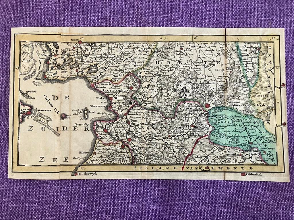 17/18 e siècle Le Zuiderzee - Overijssel - Zwolle, Enlèvement ou Envoi, Utilisé, Avant 1800, Carte géographique