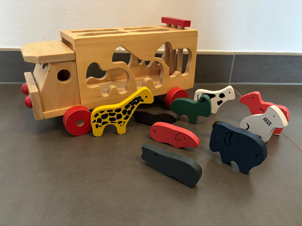 Houten puzzel - Dierenwagen, 2 tot 4 jaar, Gebruikt, 10 tot 50 stukjes, Ophalen of Verzenden