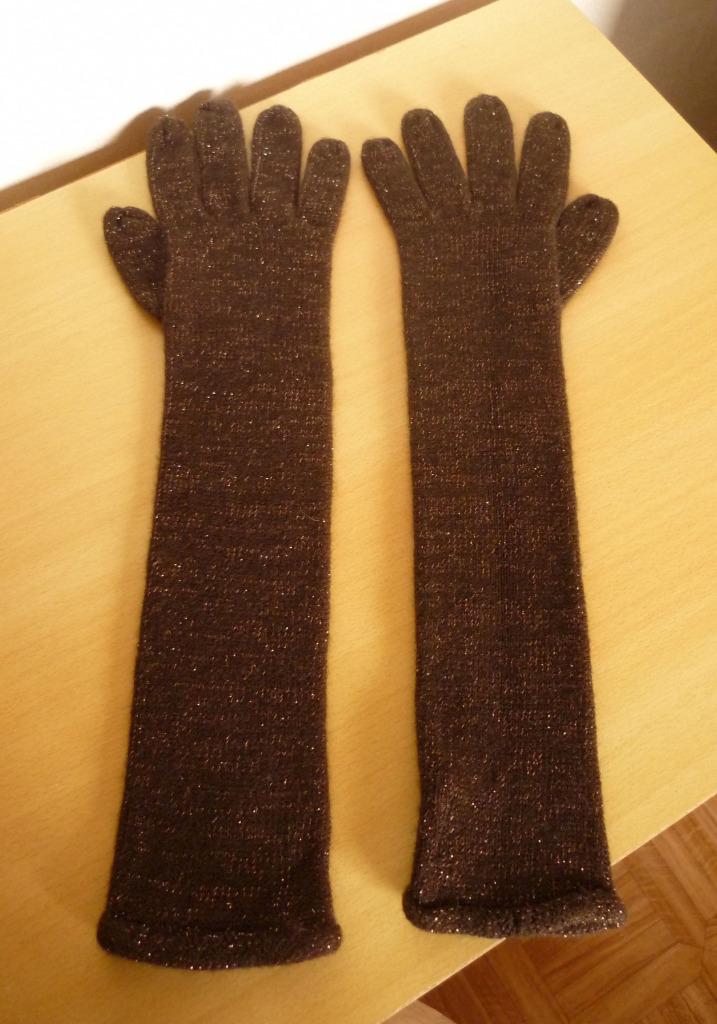 Bruine lange warme gemeleerde glinsters handschoenen XS, Enlèvement ou Envoi, Taille 34 (XS) ou plus petite