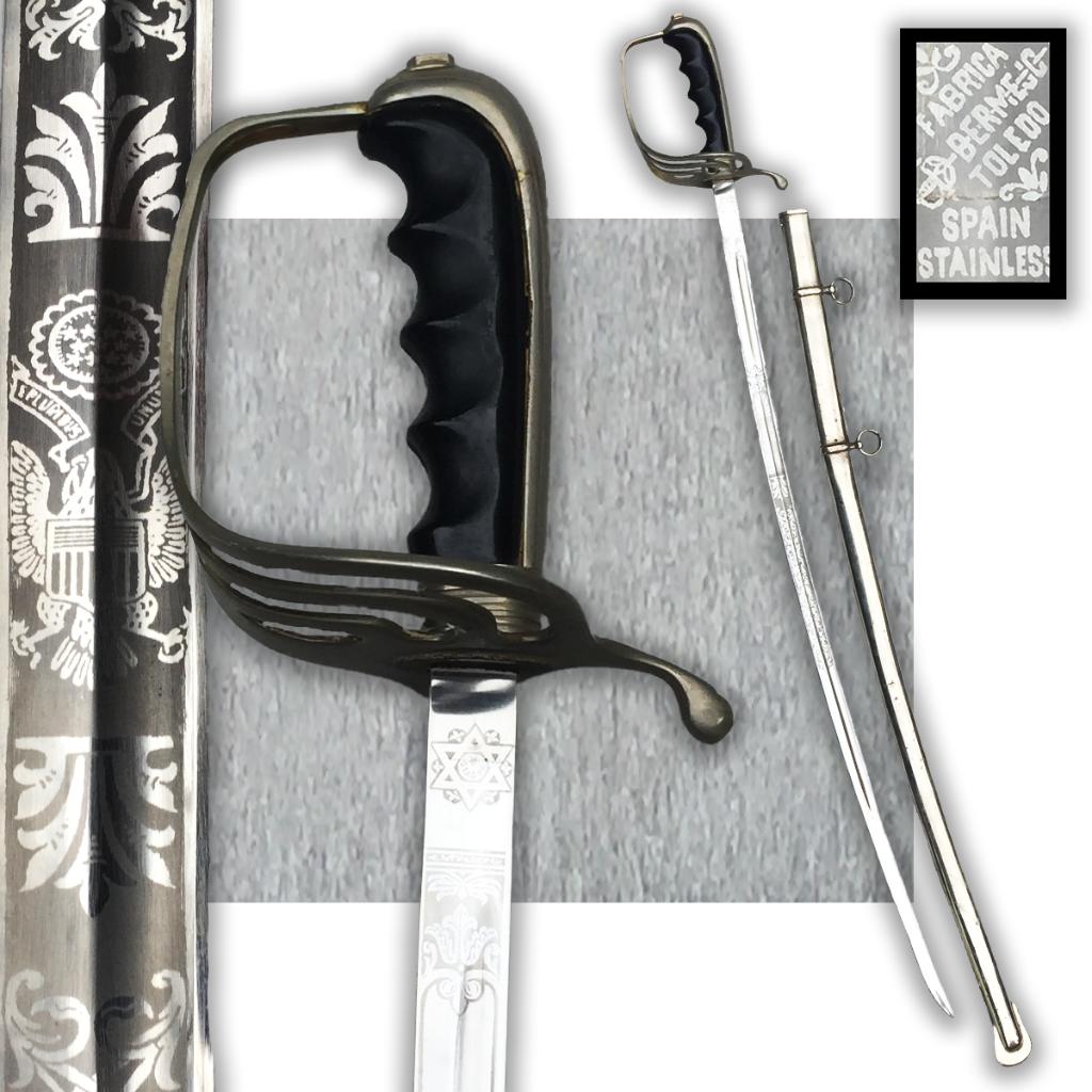 🚨US Rare & beau sabre américain M 1902 BERMEJO ORIGINAL N2, Collections, Envoi, Armée de terre, Épée ou sabre