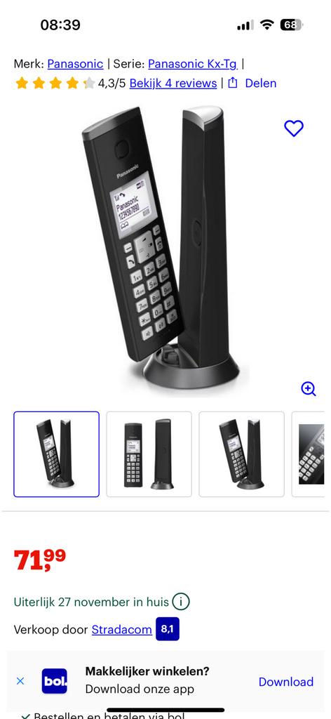 Draadloze telefoon Panasonic, Ophalen of Verzenden, Zo goed als nieuw