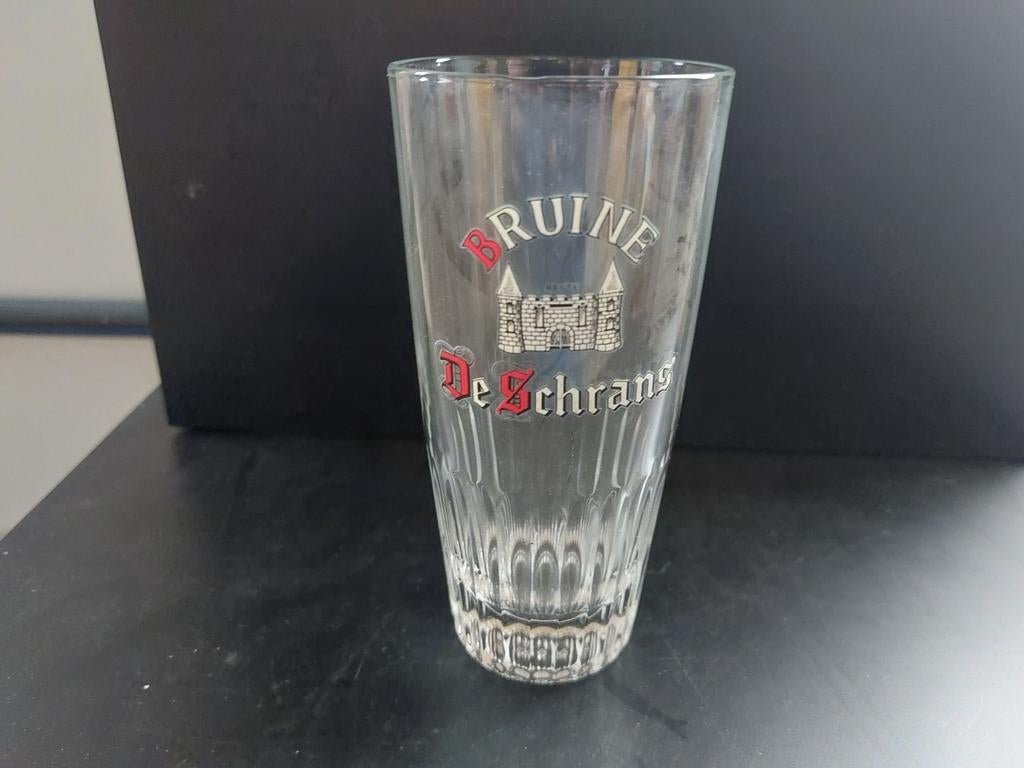 Ancien verre à bière brun De Schrans, Enlèvement ou Envoi, Comme neuf, Verre à bière