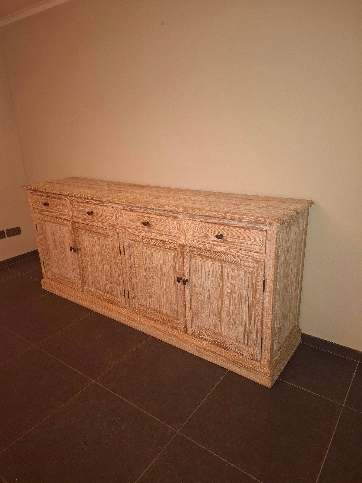 PRIMA STAAT eetkamermeubelen eik white wash., Ophalen, Eikenhout, Met lade(s), 200 cm of meer