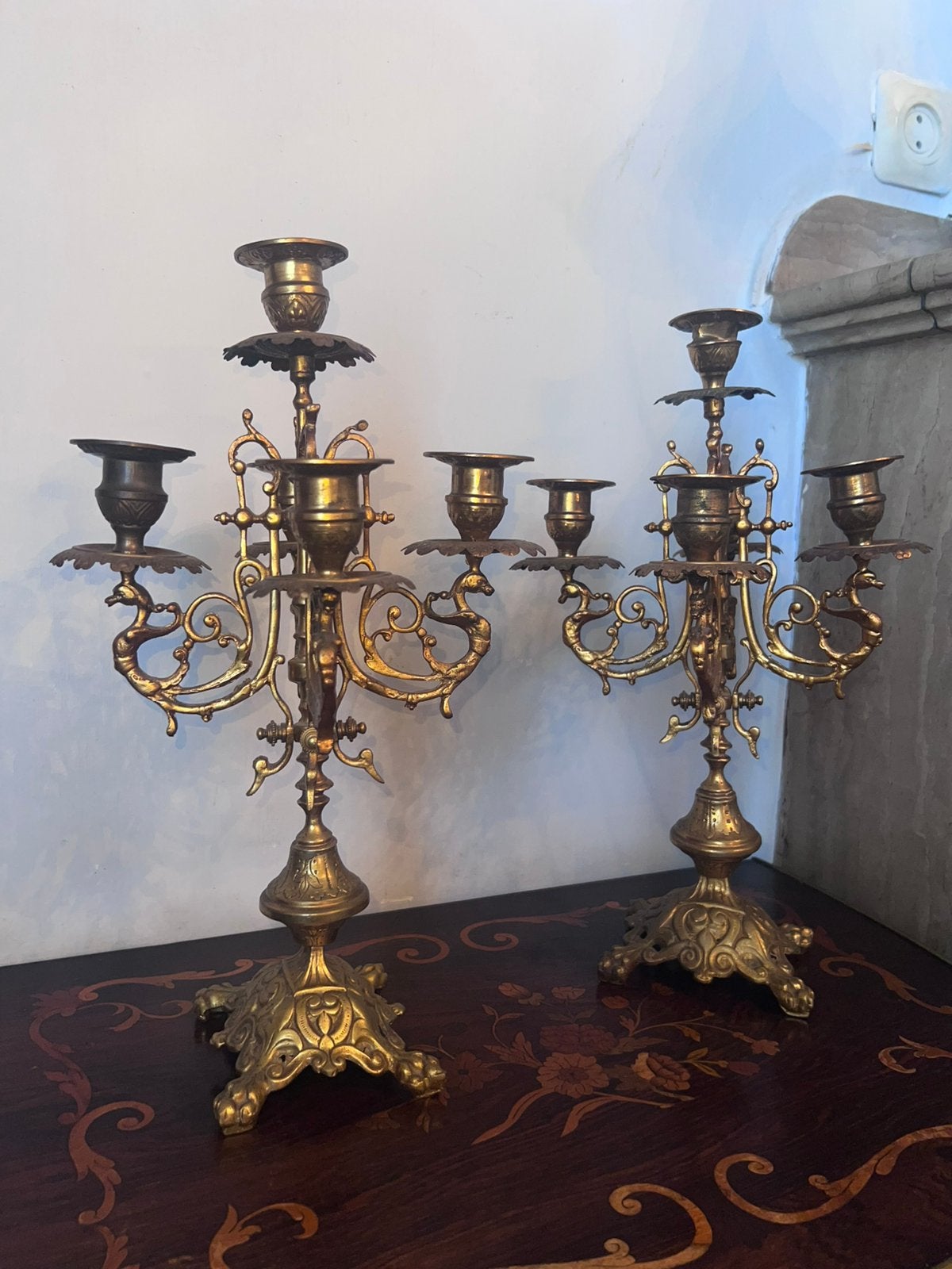 Paire de Candélabres à 5 Lumières (Style Napoléon III), Antiquités & Art, Enlèvement ou Envoi