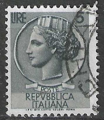 Italie 1953/1954 - Yvert 648 - Munt van Syracus - 5 l. (ST), Verzenden, Gestempeld
