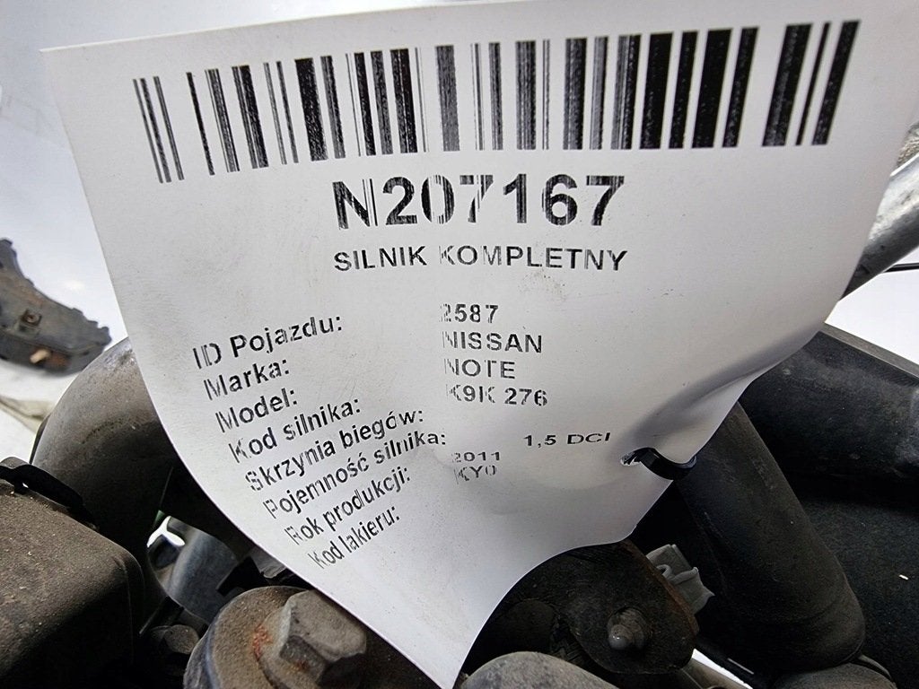 Moteur K9K276 Complet NISSAN NOTE, Envoi, Utilisé, Skoda