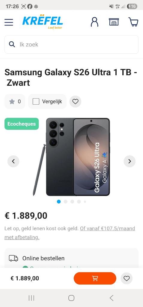 Samsung s26 ultra 1tb  zwart, Télécoms, Téléphonie mobile | Samsung, Neuf, Autres modèles, 1 TB ou plus, Enlèvement