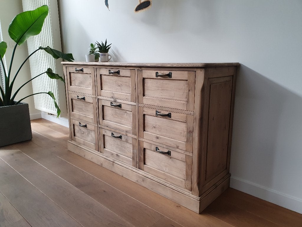 Retro dressoir met lades en deuren, Huis en Inrichting, Kasten | Ladekasten, Ophalen, Gebruikt, 3 of 4 laden, Minder dan 100 cm