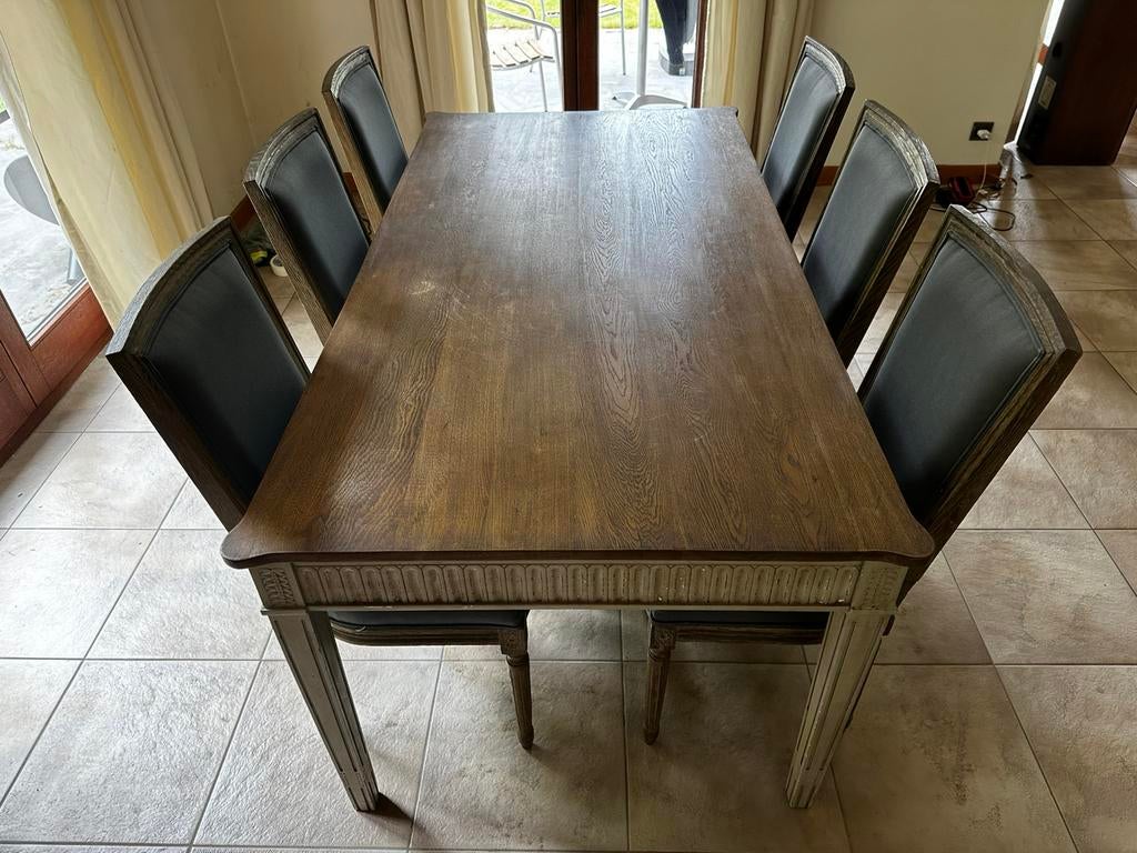 Eettafel + 6 Stoelen (Blanc D’Ivoire), Ophalen, Gebruikt