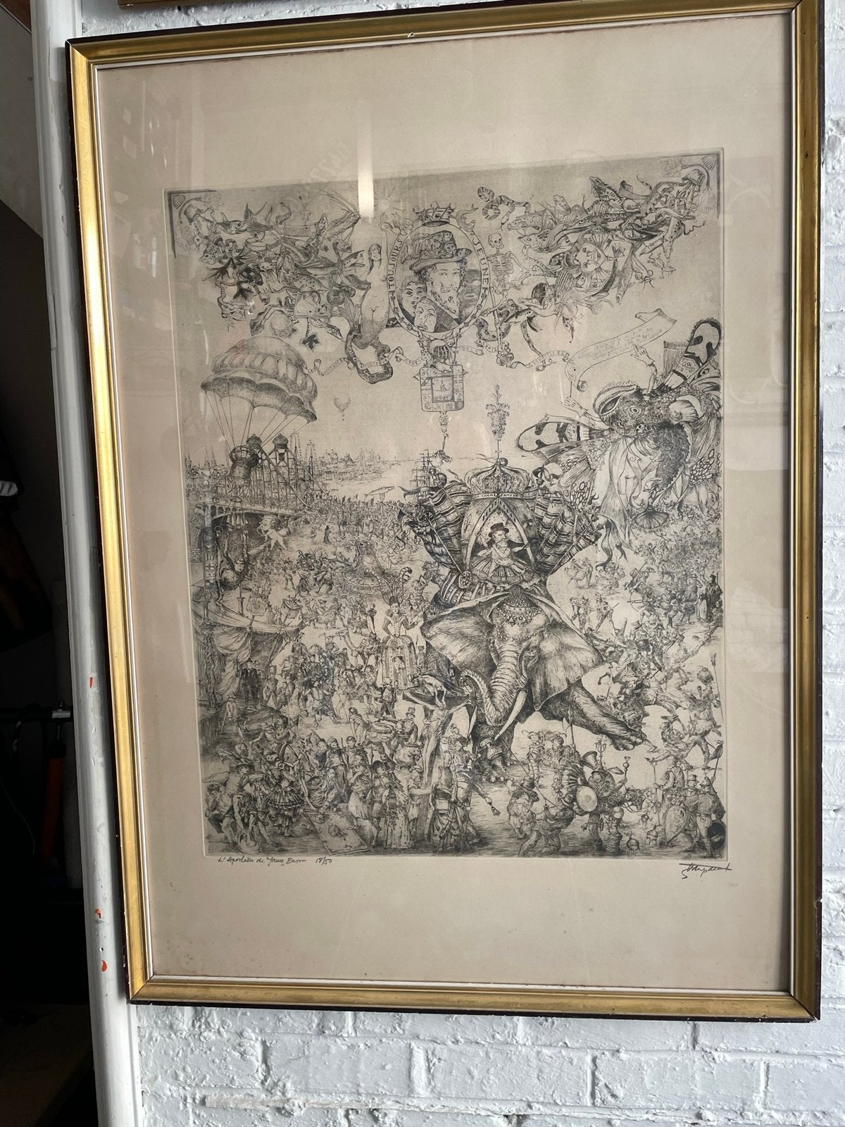 L'Apothéose de James Ensor, Antiek en Kunst, Ophalen, Ets, Prent, Genummerd