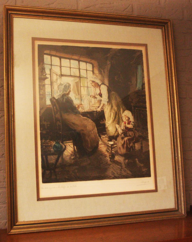 Kunstwerk Hugard / Au Forte Originale La Coiffe De Dentelle., Ophalen of Verzenden, Ingelijst