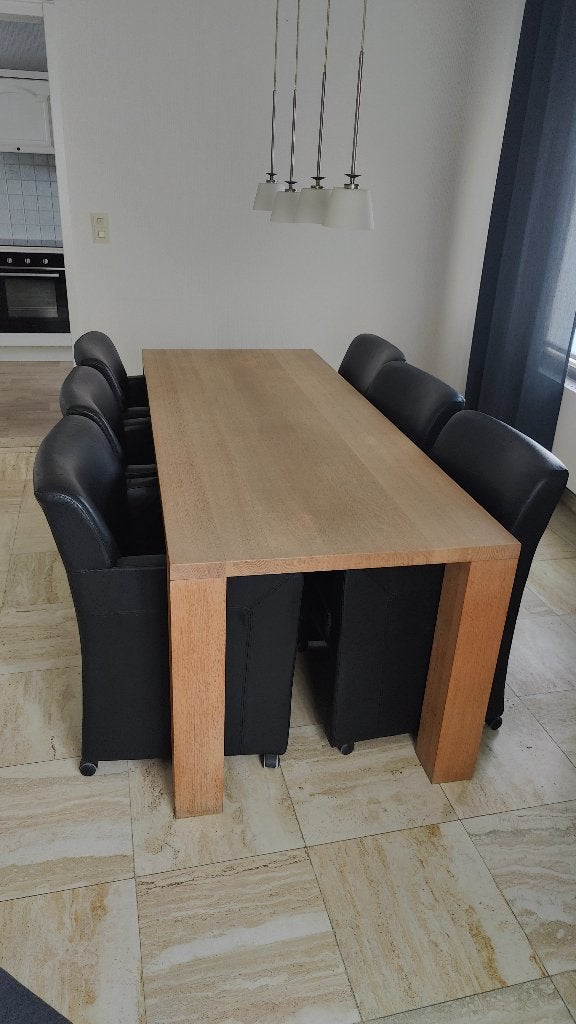 Tafel met 6 stoelen, Ophalen, Gebruikt, Eikenhout, 200 cm of meer