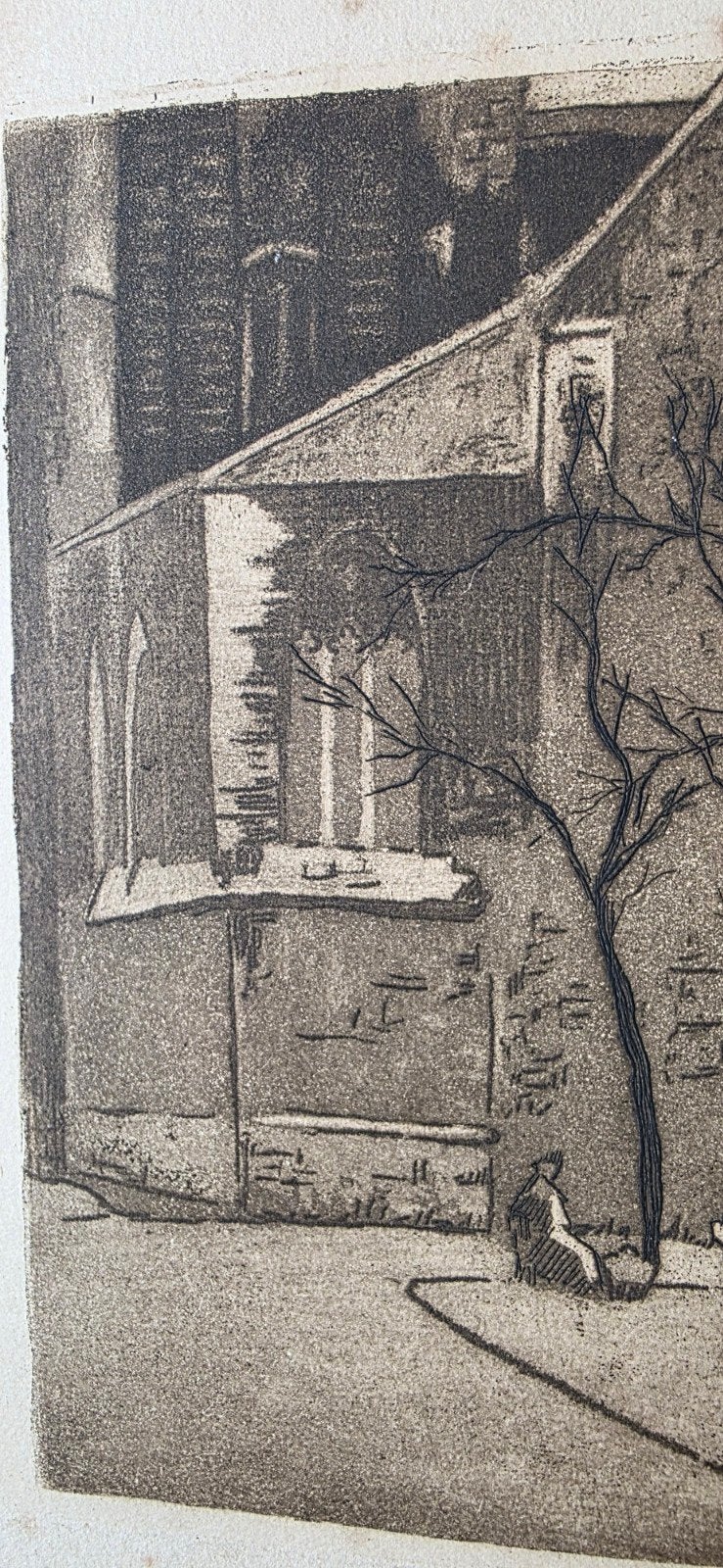 Ancienne gravure originale signée Jean Goethals, Enlèvement ou Envoi, Architecture, Gravure, Original