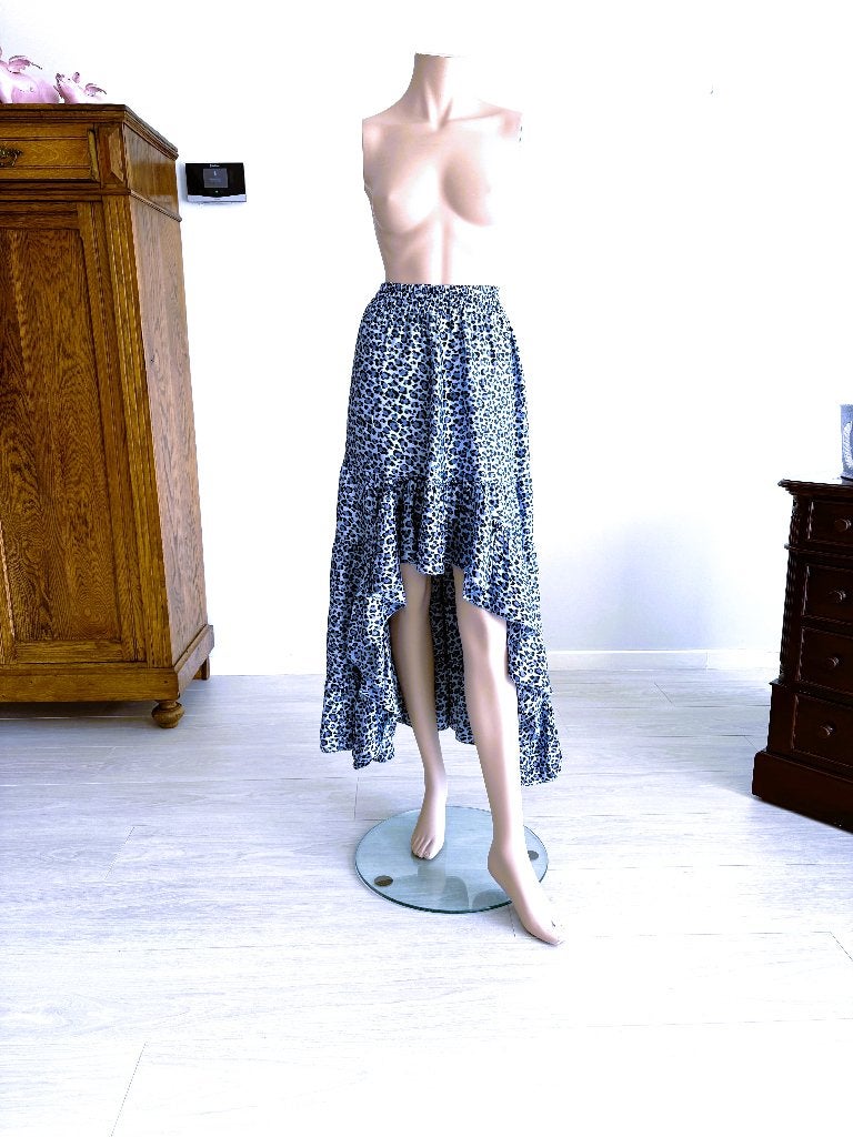 Garçonne asymmetrische rok S/M –  elastische taille, Maat 38/40 (M), Blauw, Ophalen of Verzenden, Zo goed als nieuw